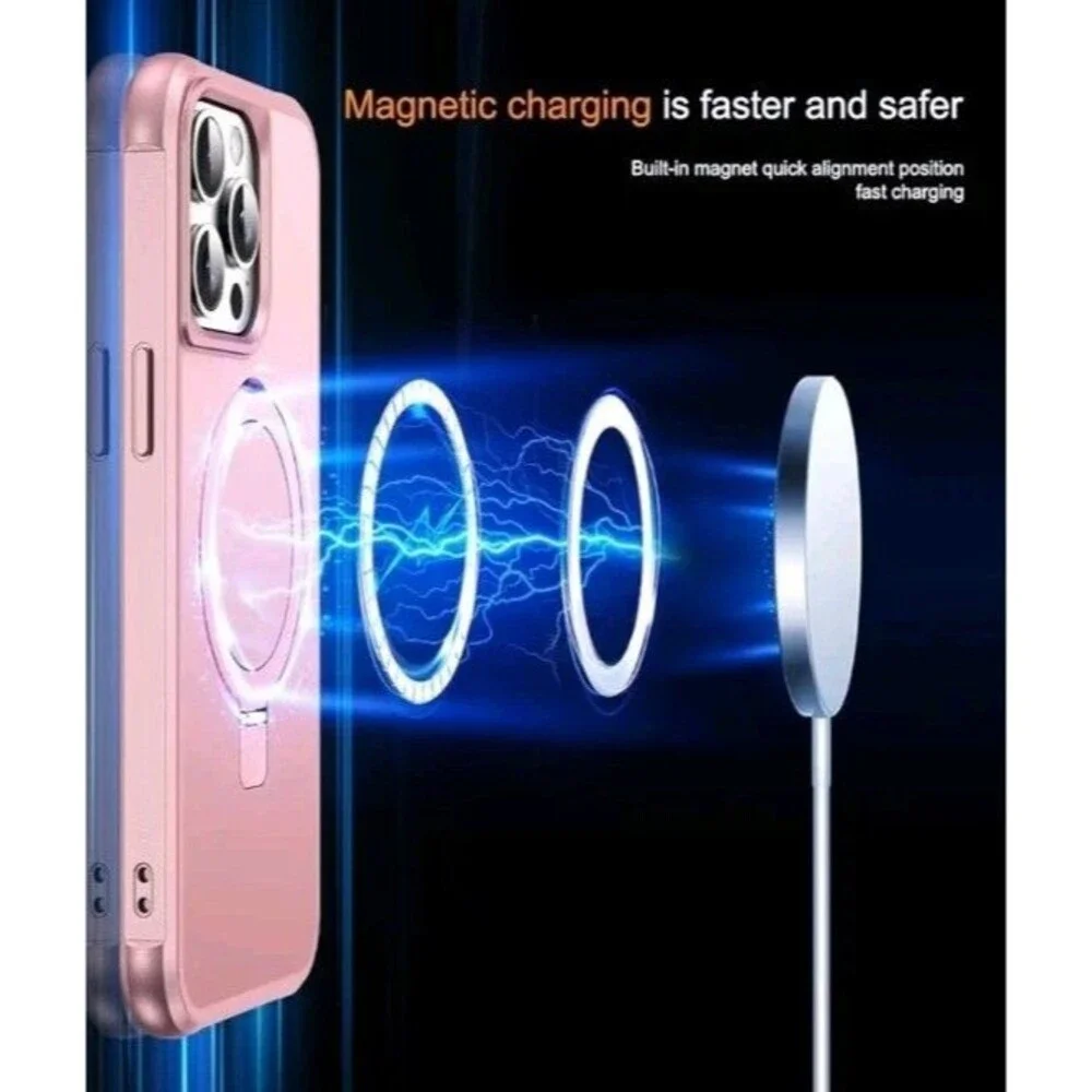 SKYLMW Compatible with iPhone 12/13 Pro Max Case with Stand,Rose GoldiPhone...